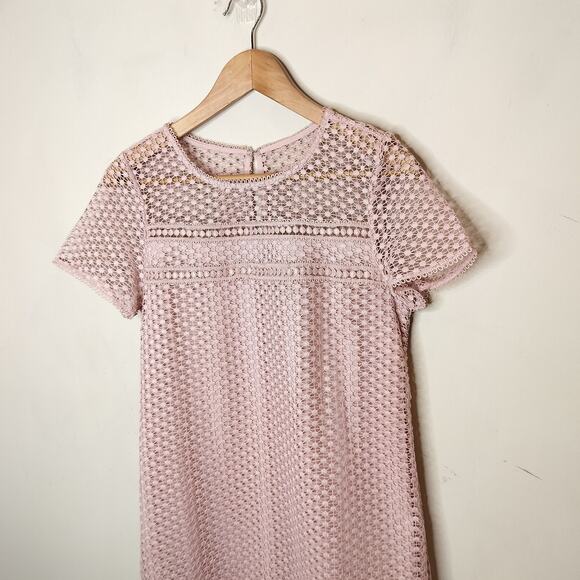 Ann Taylor Pink Lace Dress Short Sleeve Shift - Picture 5 of 11